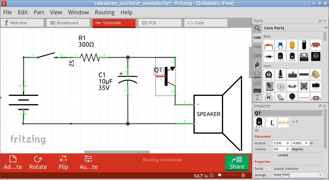 Fritzing schematic layout tab